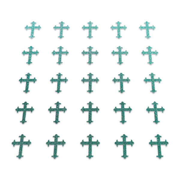 Cross - Dark Duck Egg Glitter