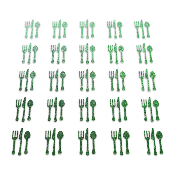 Cutlery - Green Glitter