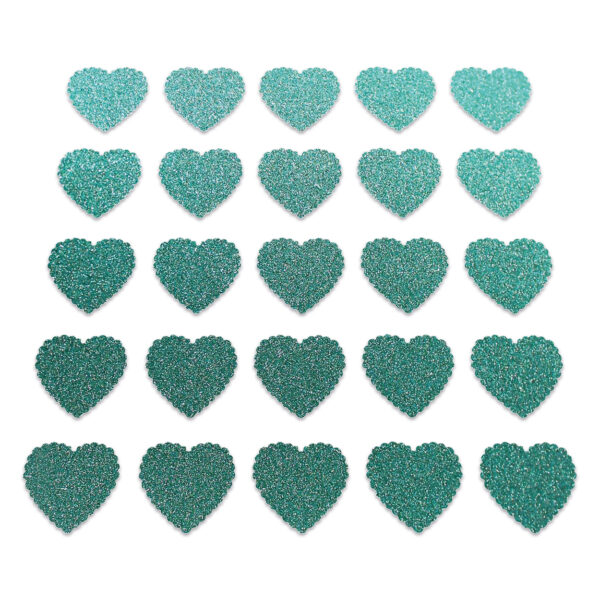 Heart - Dark Duck Egg Glitter
