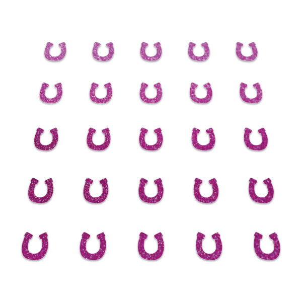 Horse Shoe - Bright Pink Glitter