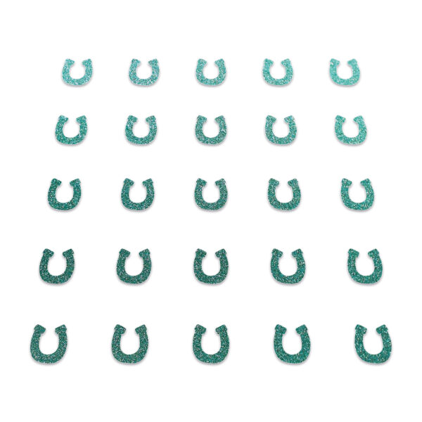 Horse Shoe - Dark Duck Egg Glitter
