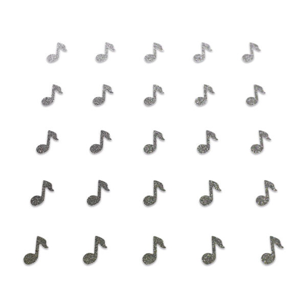 Music Note - Grey Glitter