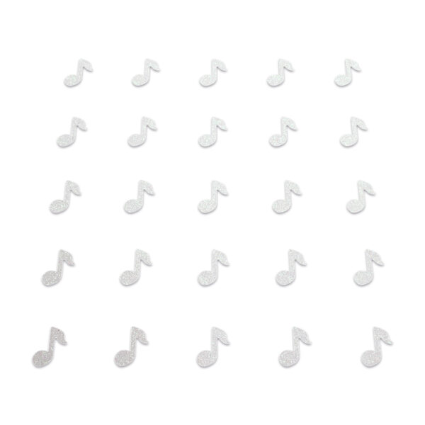 Music Note - White Glitter